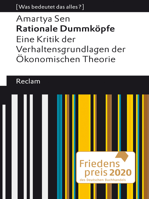 Title details for Rationale Dummköpfe. Eine Kritik der Verhaltensgrundlagen der Ökonomischen Theorie by Amartya Sen - Available